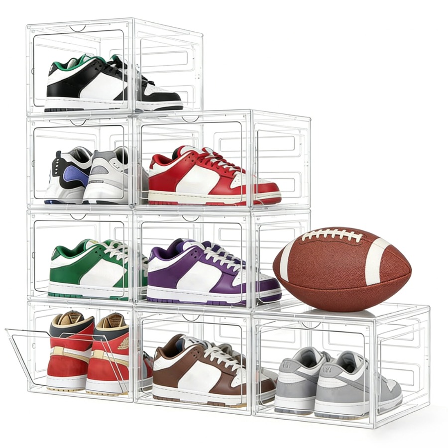 Shoe Box Display - Clear Stackable Shoe Storage Boxes with