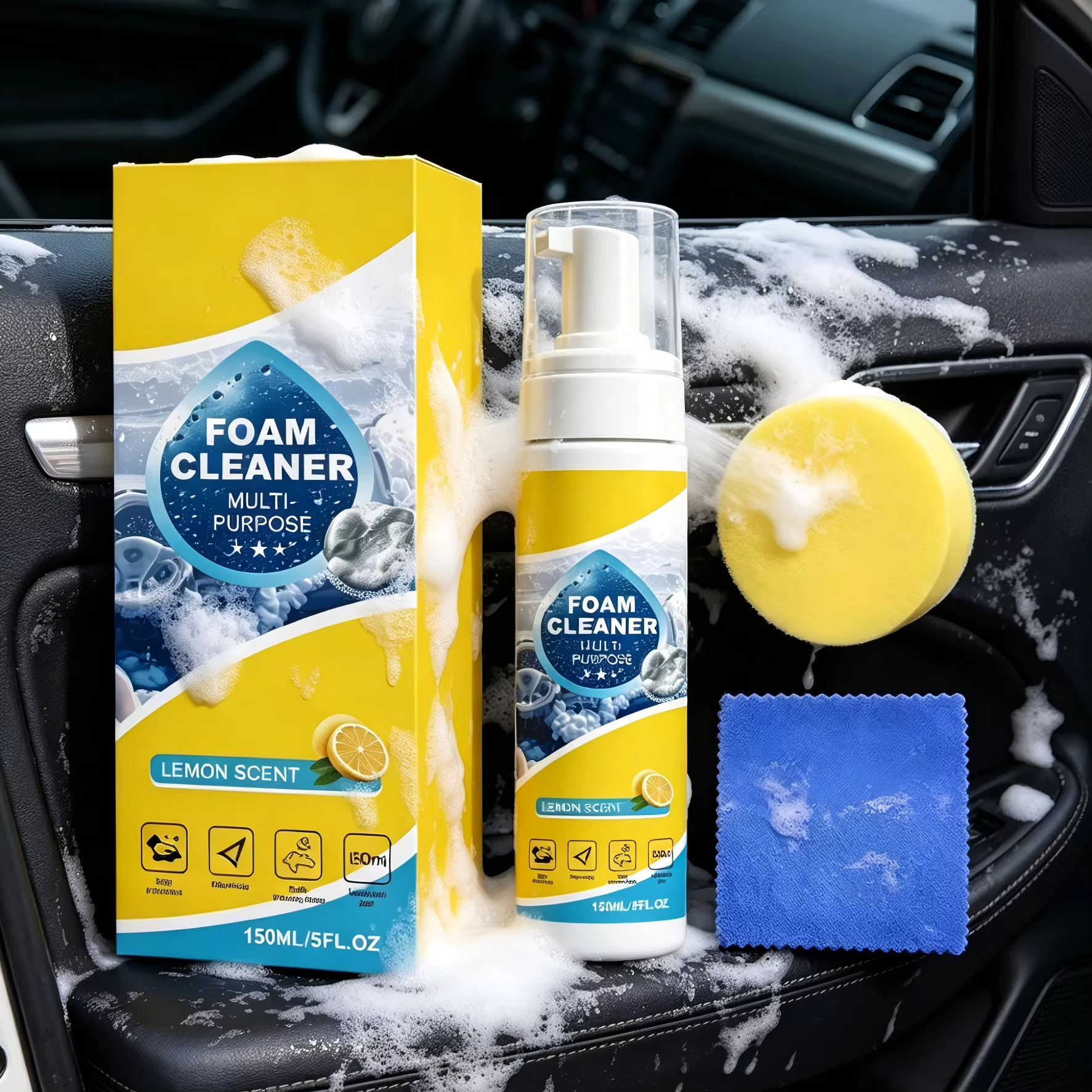 Sneaker Care Spray - Multi-Purpose Foam Car Interior Cleaner Kit